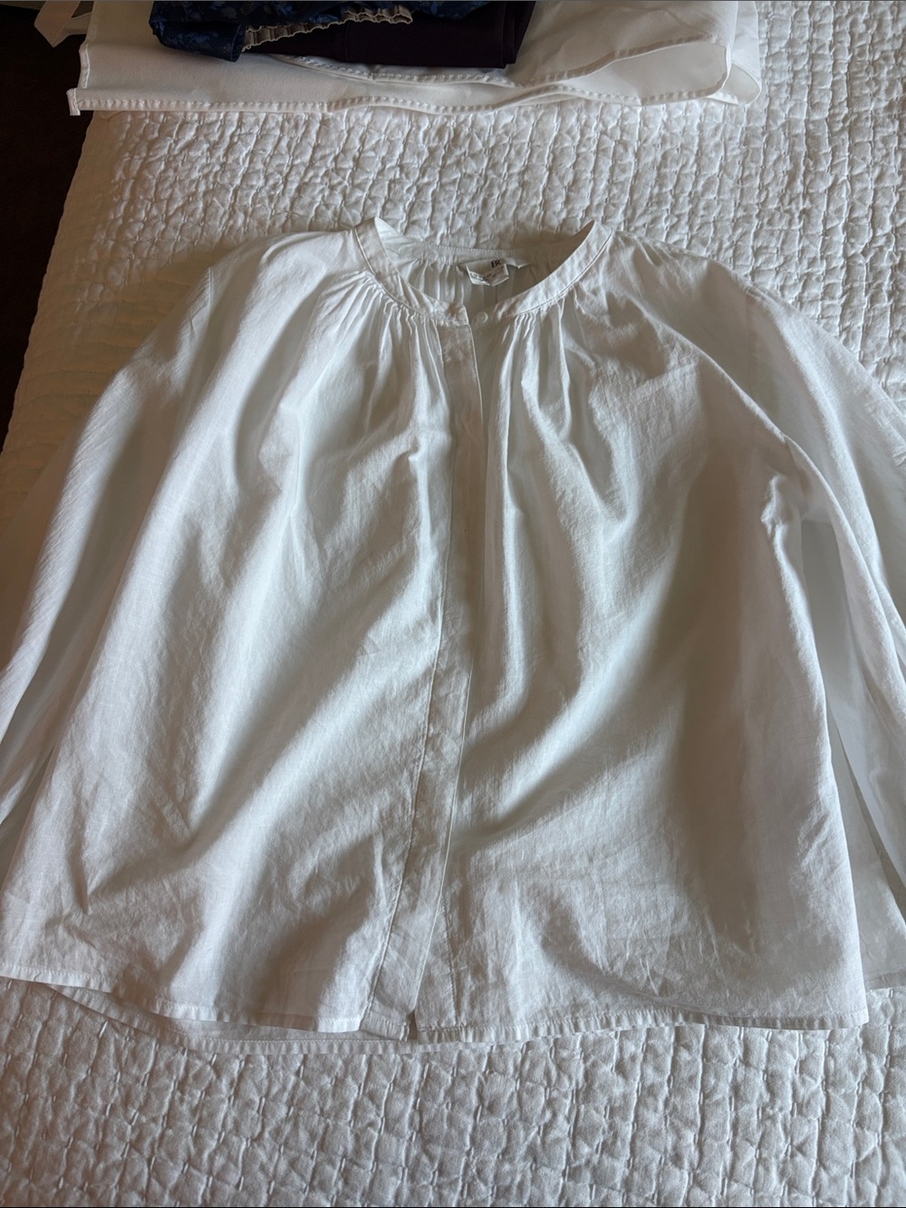 Banana Republic White Gathered Cotton Blouse